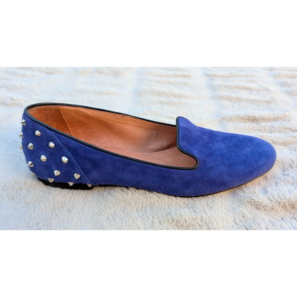 SANDRO Royal Blue Suede Spike Studded Slip On Loafers / Flats, Size 37 (U.S. 7) - Picture 8 of 14